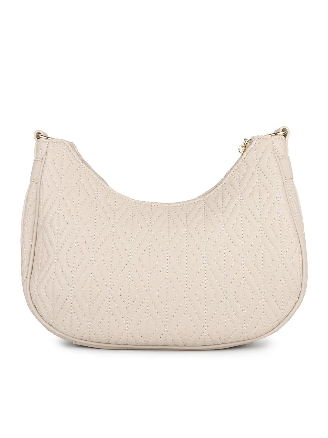 Women Beige Quilted Shoulder Bag