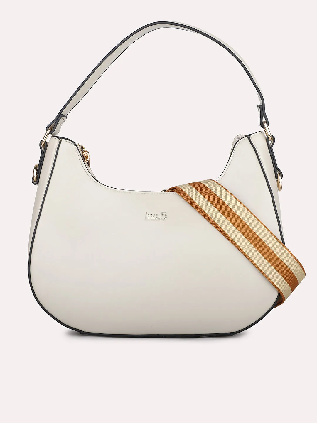 Women Off White Half Moon Shoulder Bag