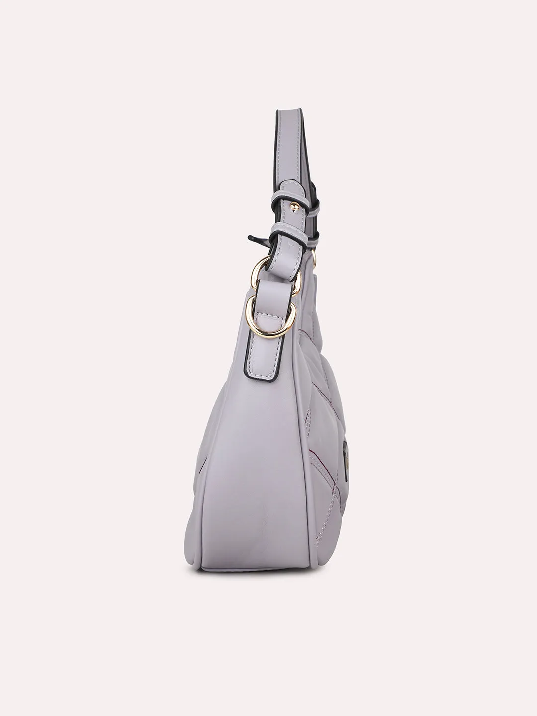 Women Purple Qulited Half-Moon Shoulder Bag